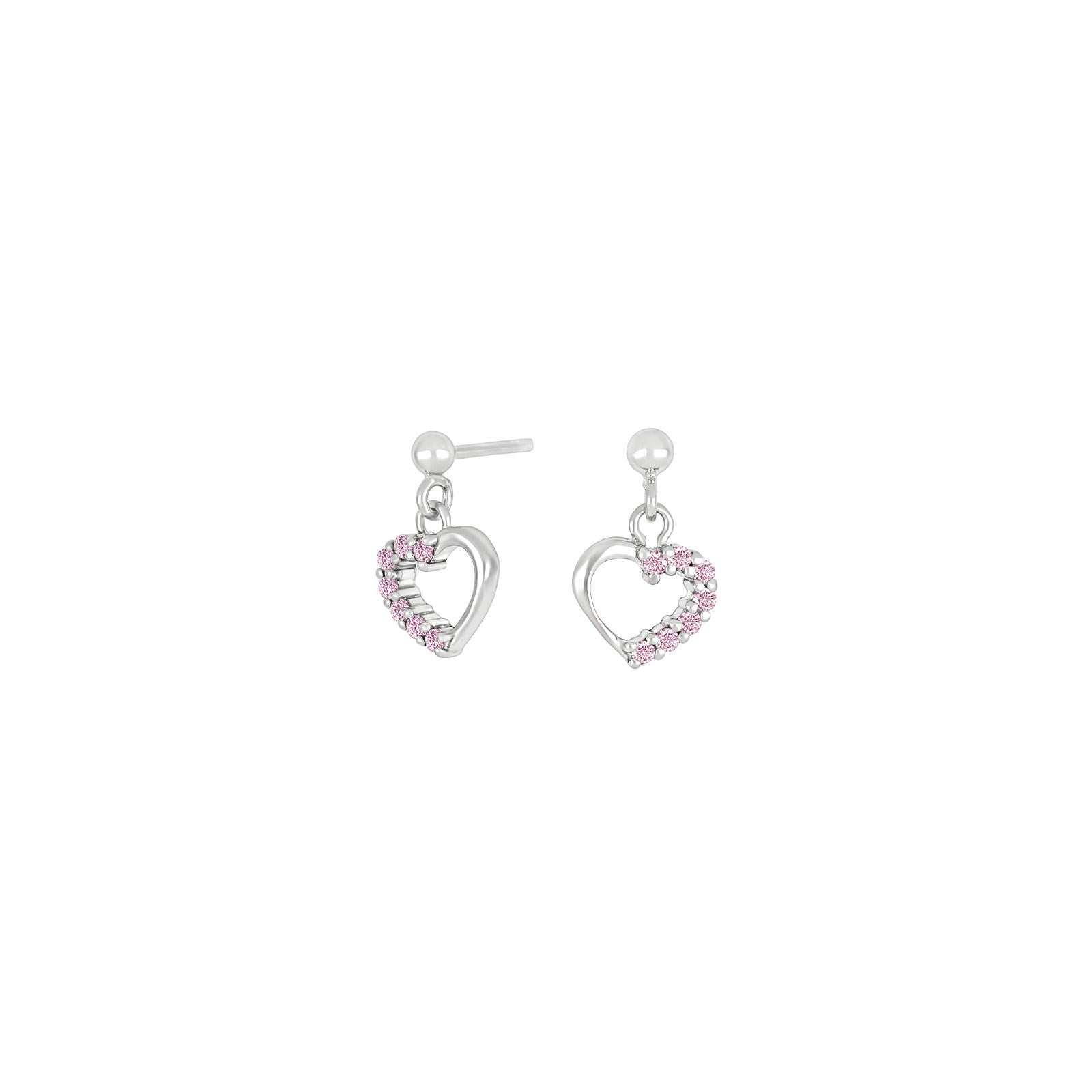 30251810900_10 Rodierade silverörhängen hjärta med rosa zirkonia - Bild 1