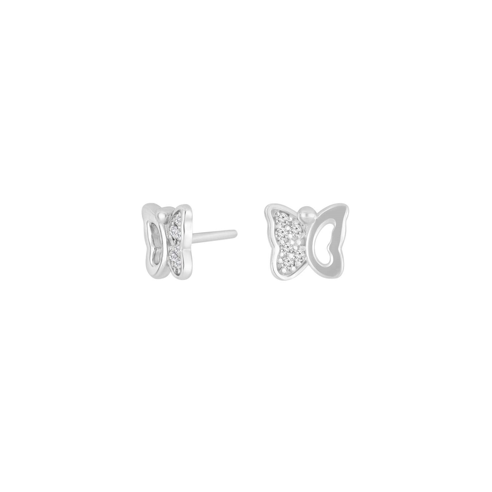 30266010900_10 Rhd. silverörhängen fjäril m. zirkoner - Bild 1