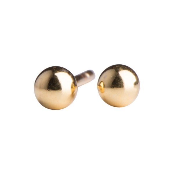 Örhängen i titan, 2 mm, guldpläterad kula