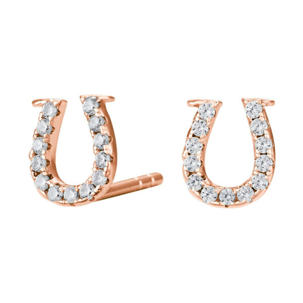 Roséguldpläterade örhängen hästsko 7 mm med zirkonia