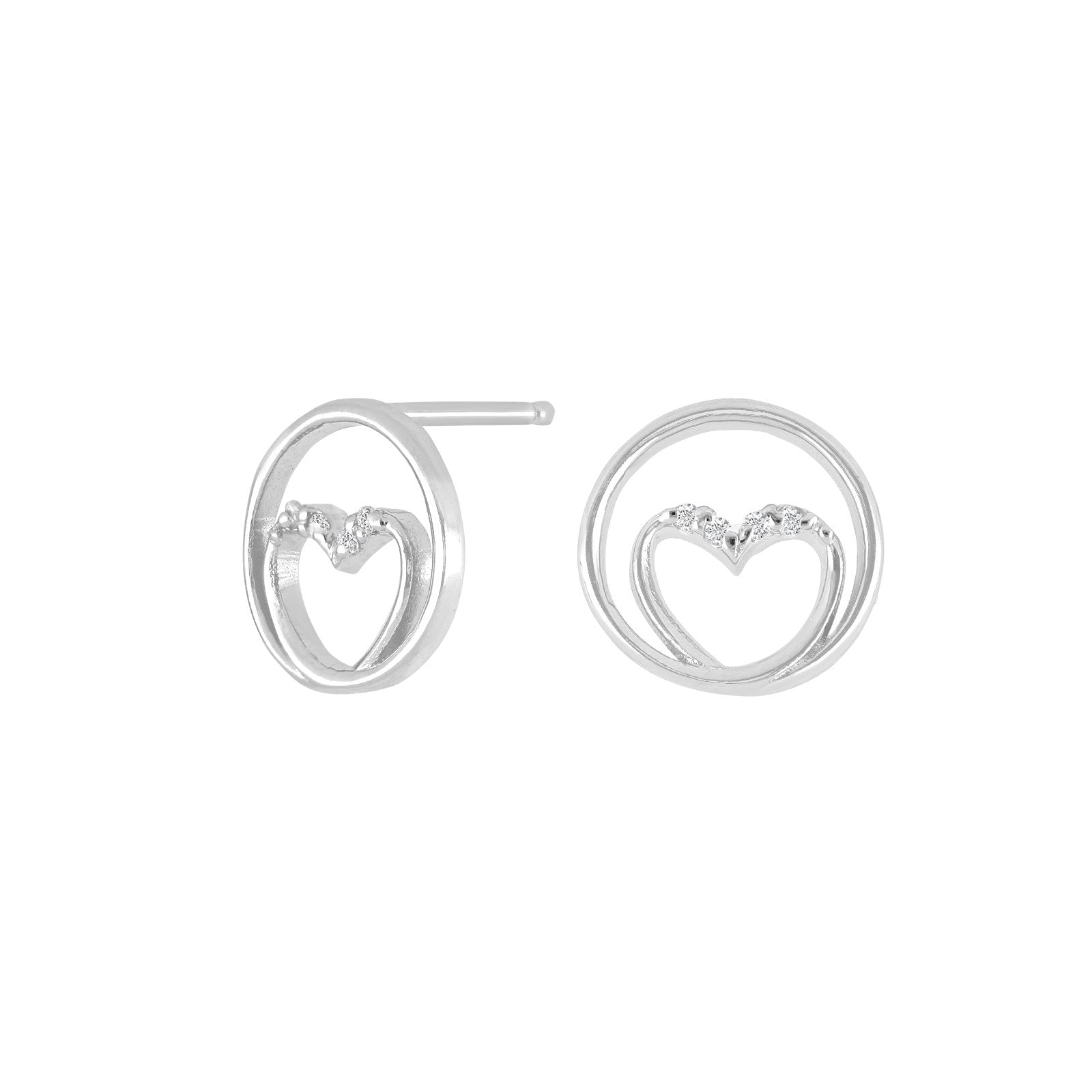 30690850900_10 Rhodierade silverörhängen cirkel med hjärta och Zirkonia - Bild 1