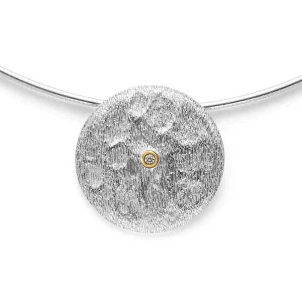 925/- hänge, delvis gp, rho. siden, dia. 0,03ct W-SI