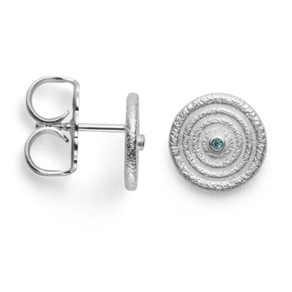 925/- Örhängen matt/borstad, blå topas 0,02ct