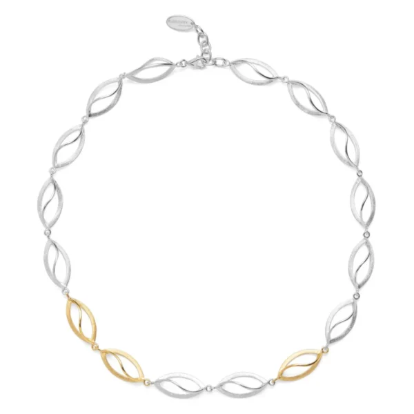 925/- halsband, delvis borstad, 48cm + 3cm