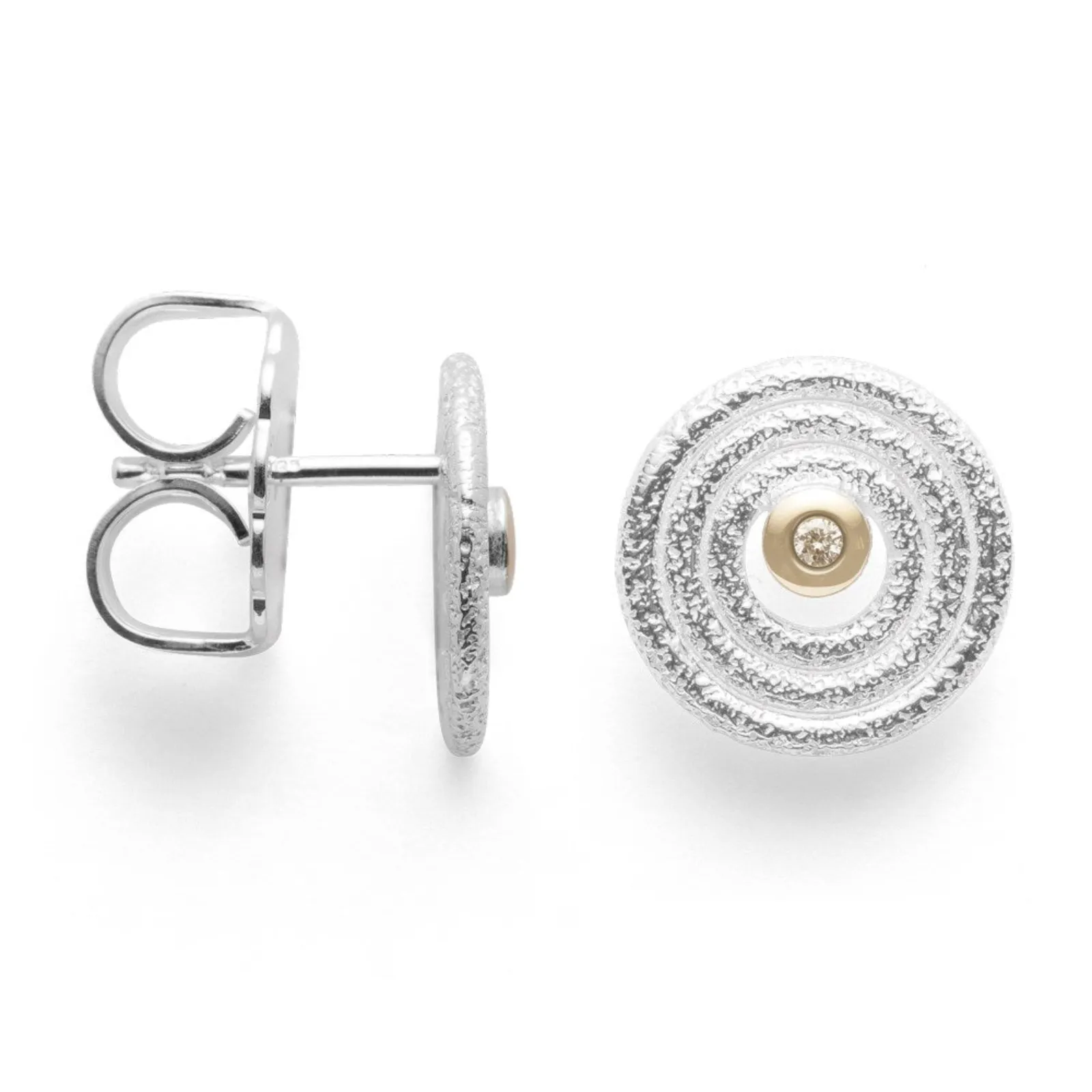 43010_10 925/- Örhängen, fg 14K matt/borstad 0.02ct - Bild 1