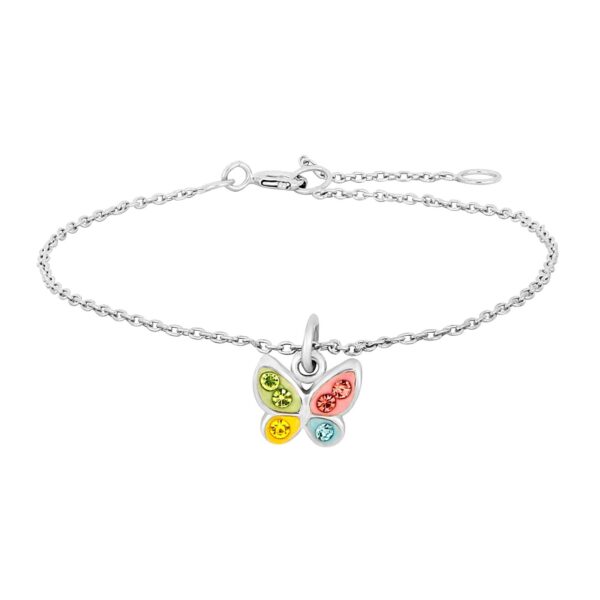 Rodierat silverarmband fjäril m. multi zirkoner