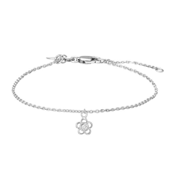 Rhod. silverarmband blomma med zirkonia