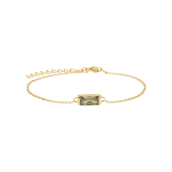 Guldpläterat silverarmband grön FACET52