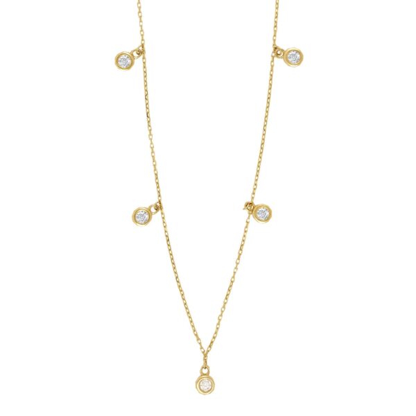 8 karats guldhalsband med 5 Zirkonia